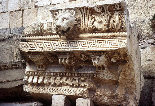 Lebanon, Ballbek, complete section of entablature from temple of Jupiter, Ist century AD